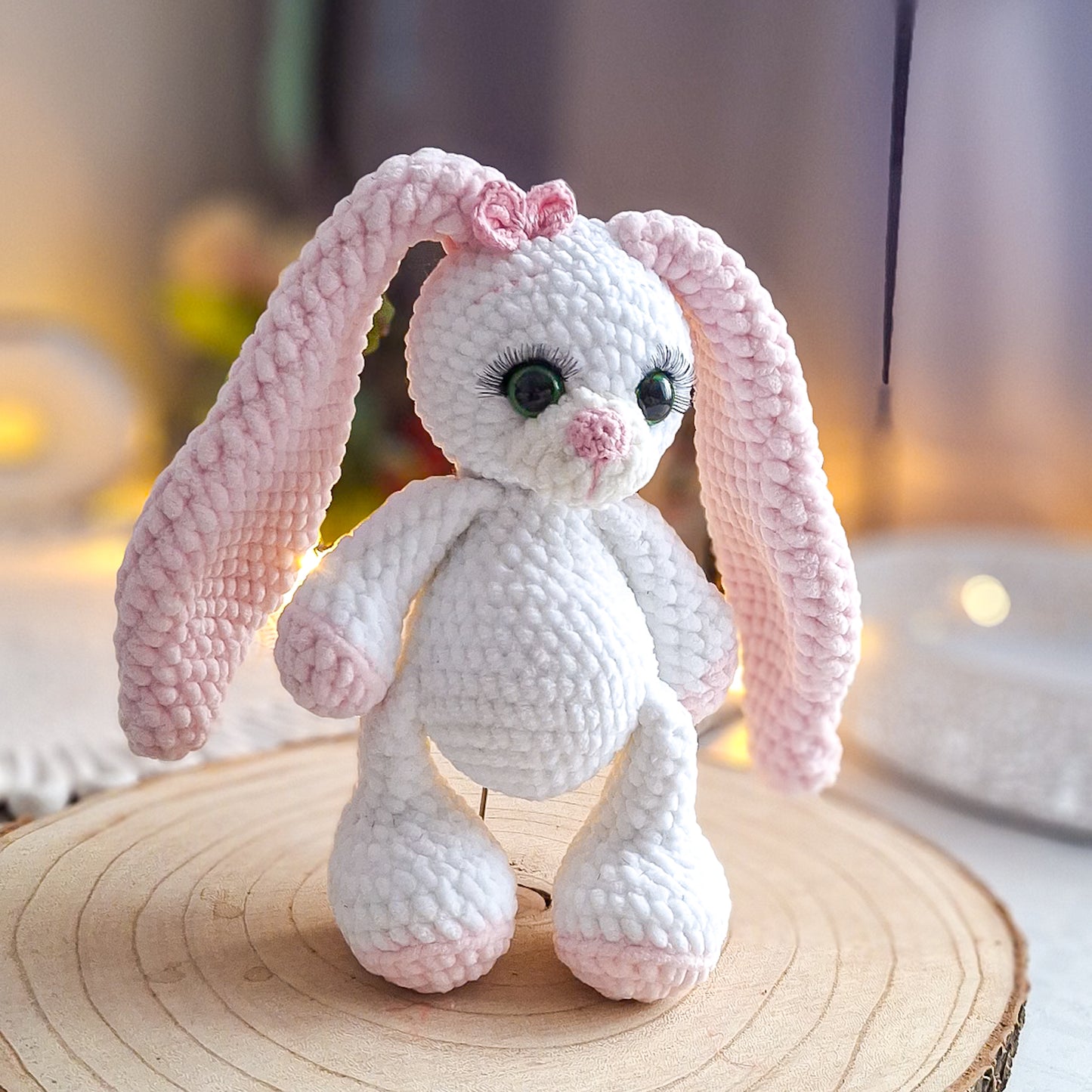 Long Eared Crochet Bunny Plush Toy | Handmade Amigurumi Rabbit
