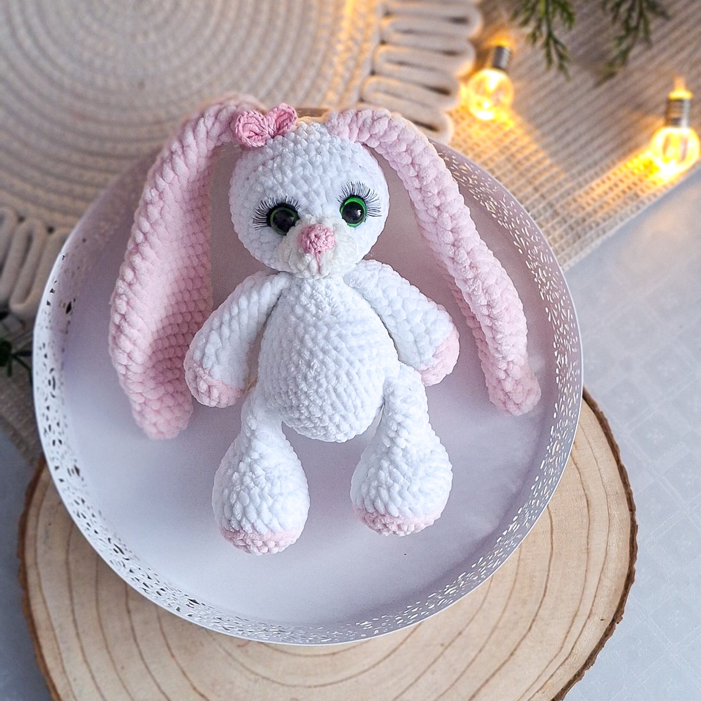 Long Eared Crochet Bunny Plush Toy | Handmade Amigurumi Rabbit